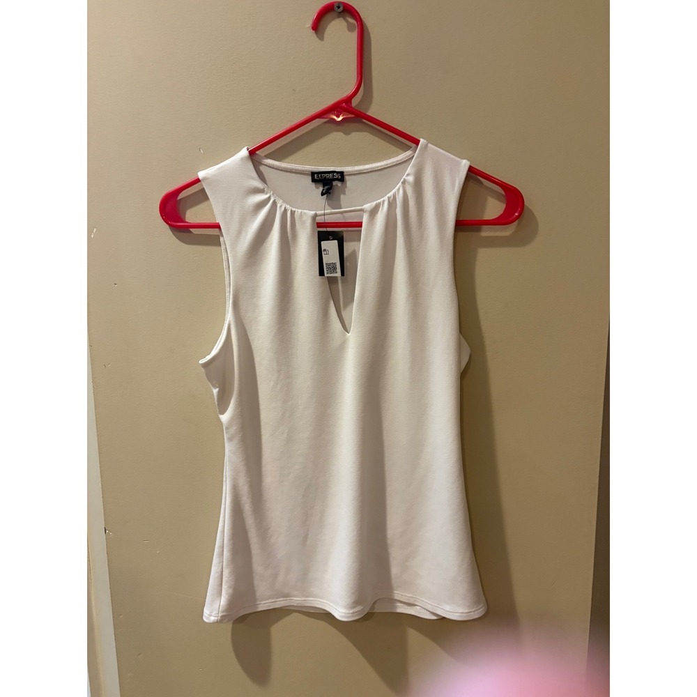Express White Keyhole Neck Sleeveless Blouse Top XS NEW $45